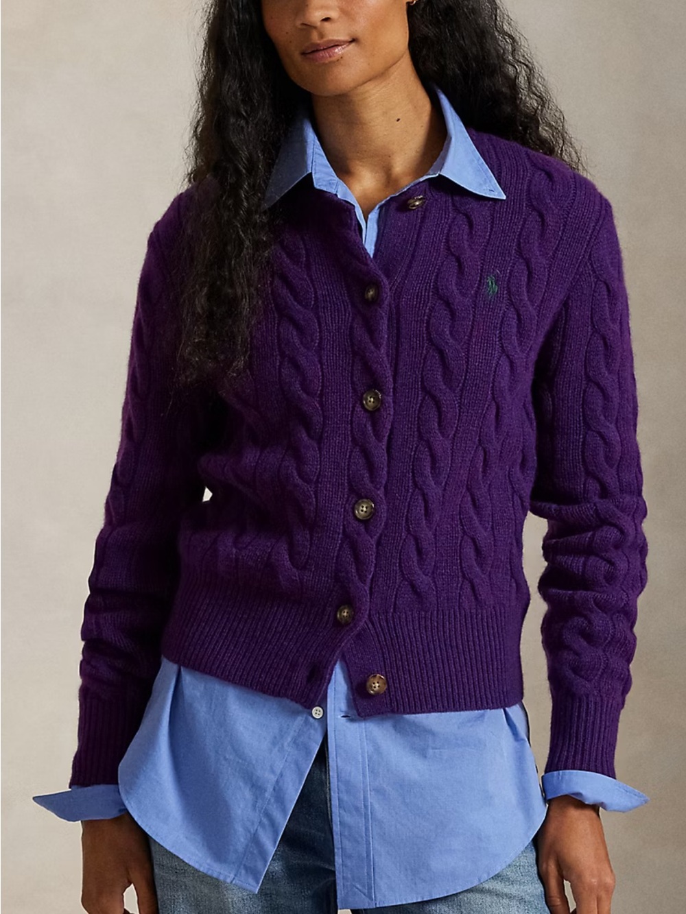 Polo Ralph Lauren Cable Knit Wool Cashmere Blend Cardigan - Picture 4 of 6